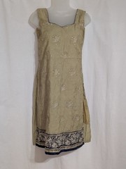 VTG Handmade Sleeveless Embroidered Regency Mini Dress W/ Rhinestones Sz PS