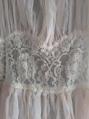 1930s Floor Length Nightgown Sheer Lingerie 2-Piece Pale Peach Size Small