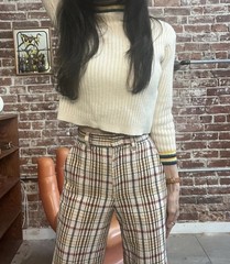 70s VTG Ms. Lee Plaid Wide Leg Flared Pants 24” Waist 34” Hip 29” Inseam
