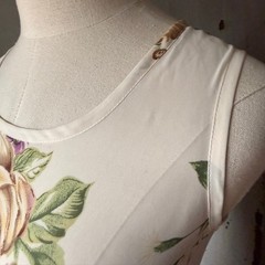 Vintage 90s Floral Slip Maxi Dress | Bias Cut Cream Rose Print Cottagecore | XS