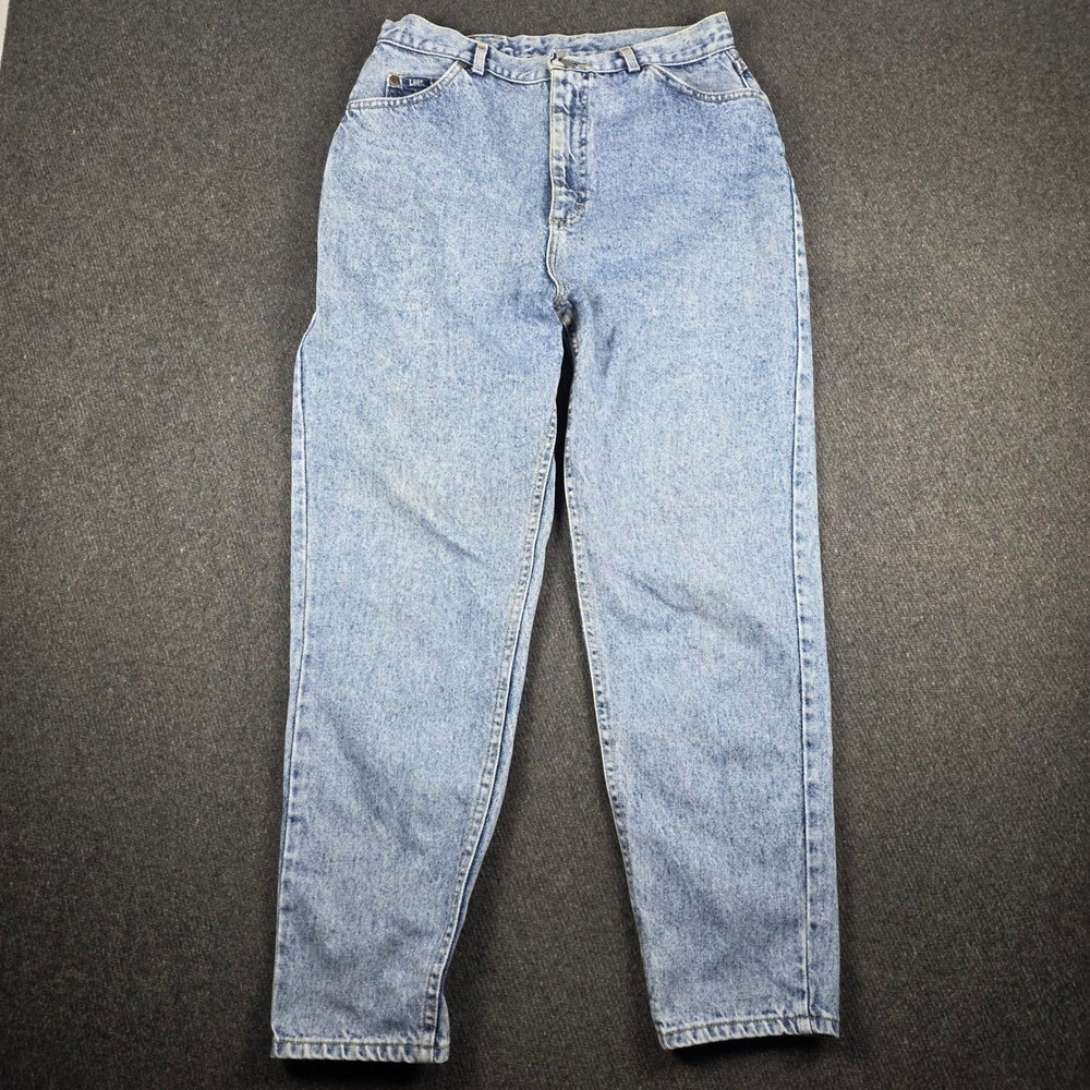 VTG Lee Riders Jeans Women 16 Med Light Blue High Waisted Tapered Made in USA