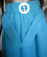 Vintage Blue Polyester Cotton Gathered Skirt 26″ waist + Belt Retro Hippie 1970s