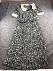 VTG Liz Roberts Women’s S/M? Floral Peter Pan Collar Pleated Maxi Dress Cottage
