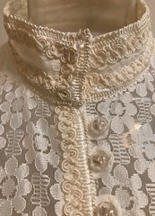 Vtg 80s Lace Kurti Tunic India Bridal B 36 Hip 40 Nehru Collar Deep Side Slit EC