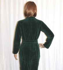 Vintage Velour JumpSuit PlaySuit Forrest Green Patty Woodard Racer Bond Girl M/L