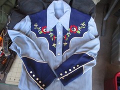 Vtg 50s Hand Made Women’s Cowgirl Western Rockabilly Shirt, Pearl Snaps, Small