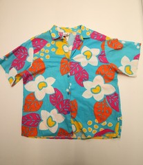 Vintage Hobie Cotton Hawaiian Floral Shirt Womens Jrs L 43″ Chest USA Made READ