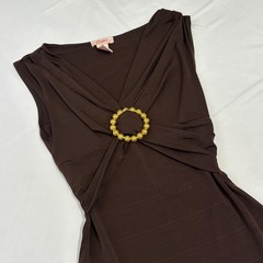 CANDIES super elegant vintage Y2k brown draped top with gold metal detailing