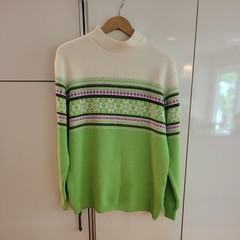 Vintage Arctic Wear Cat Women’s Acrylic Sweater Size XL Lime Green Snowflake