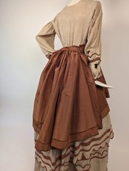 VICTORIAN LATE 1860’S BROWN SILK OVERSKIRT FOR DRESS – AS ACQ GREAT FOR FABRIC
