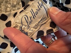 Vintage Pat Hartly 1950s Ivory Black Navy Blue Dress Fit & Flare Tulle Lined