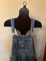 VINTAGE~OLD NAVY ~Carpenter Blue Cotton Denim Bib Overalls~Wide Leg~FARM CORE~XL