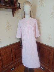 Vintage 1970s/1980s Klein Pink Cotton Blend Floral Prairie Cottagecore Gown