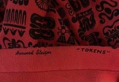 1960s Vintage Harwood Steiger “Tokens” Red Black Fabric Home Sewn Maxi Skirt M
