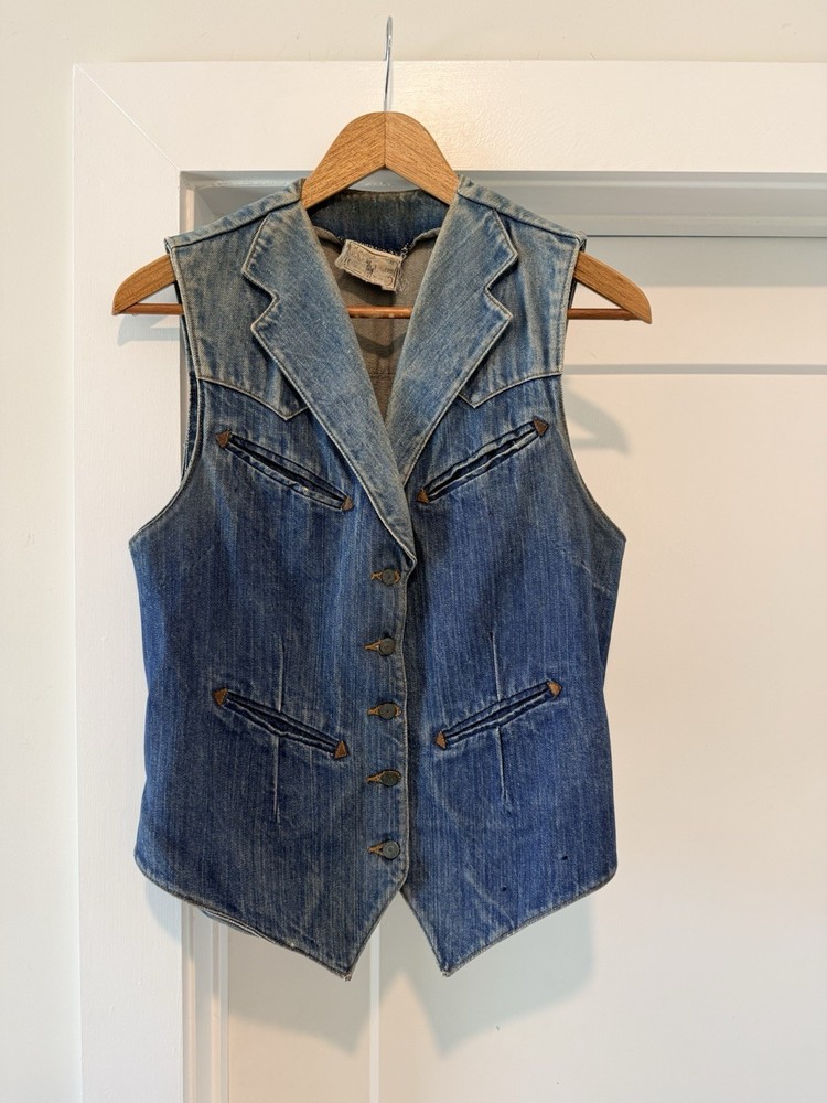 Vintage 70s Ralph Lauren Western Wear Denim Vest 1970s RRL Country Southwest USA