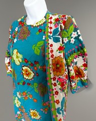 Vintage Alice California 60s MRS ROPER Psychedelic Maxi Dress Bark Cloth S/M