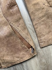 30s VINTAGE Brown Leather Belt Back Jacket Distressed Worn In Size XS/S Womens