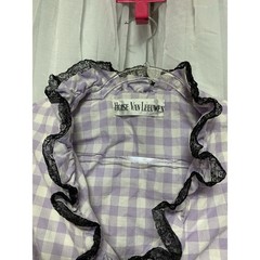 VTG 60s/70s Purple Gingham Wrap Dress Black Lace Ruffles Union Made USA S / M