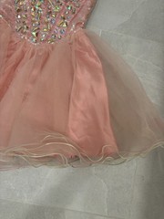 Vintage Y2K Masquerade Pink Beaded Iridescent Corset Tulle Mini Dress Size 3/4