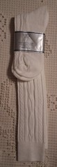 Vtg Knee Socks Misses Knee Highs White Cable Knit 21″ 9-11 USA School Stocking