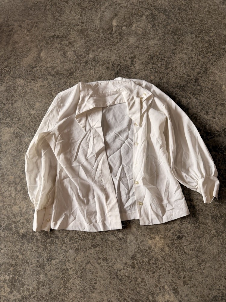Jane Holley Inc. Original Vintage White Shirt 100% Dacron Polyester Size 12 32