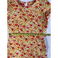 Vintage Esprit Floral Mini Dress 7/8 Red Orange Yellow Cotton 90s Made in USA