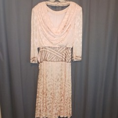 Roaring 20s Style Dress 100% Silk D’ore Vintage Dramatic Plunging Back Pink 6