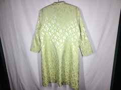 Vtg 60s Silk Spring Coat Lime Green Chartreuse Mid Length Knot Buttons M L
