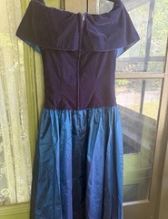 Vtg Alfred Angelo Blue Off Shoulder Formal Dress Sz 8 Excellent Condition