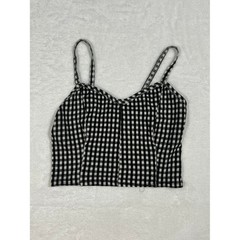 Source Unknown Black & White Gingham Spaghetti Strap Crop Top
