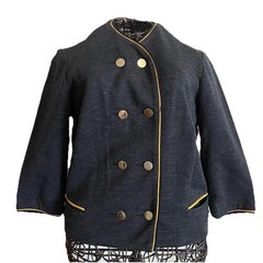 VTG 60s Wool Knit Jacket Sz 8 (S) Double Breasted Military Style Union Made