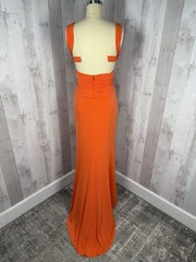 Vintage 1970s Jeweled Disco Cocktail Gown Cache Tangerine Poly Spandex Knit XS