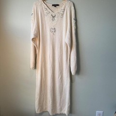 Vintage Work In Progress Sequin Angora Blend Cream Sweater Dress S/M
