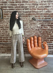 70s VTG Ms. Lee Plaid Wide Leg Flared Pants 24” Waist 34” Hip 29” Inseam