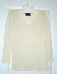 Carol Anderson Collection Ivory Cream V-Neck Sweater Acrylic Nylon Knit Size S!