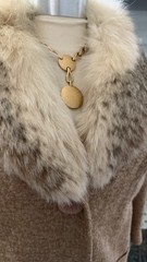 STUNNING Vintage Marissa of California Fox Fur Beige Tan Skirt Suit Set Sz 8-10