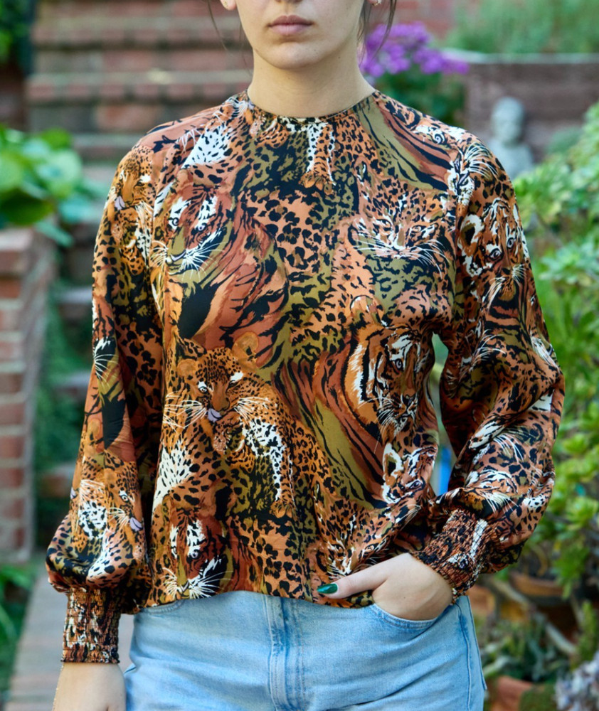 Vtg Jerri Sherman 100% Silk 8 Top Blouse