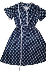 Vintage MW 60s Women’s Sz16 Navy Blue Polkadot Midi Dress PinUp/Rockabilly Retro