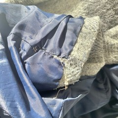 Re-worked Vintage Jacket Grey Check Size 16 Wool Blend 80’s Style