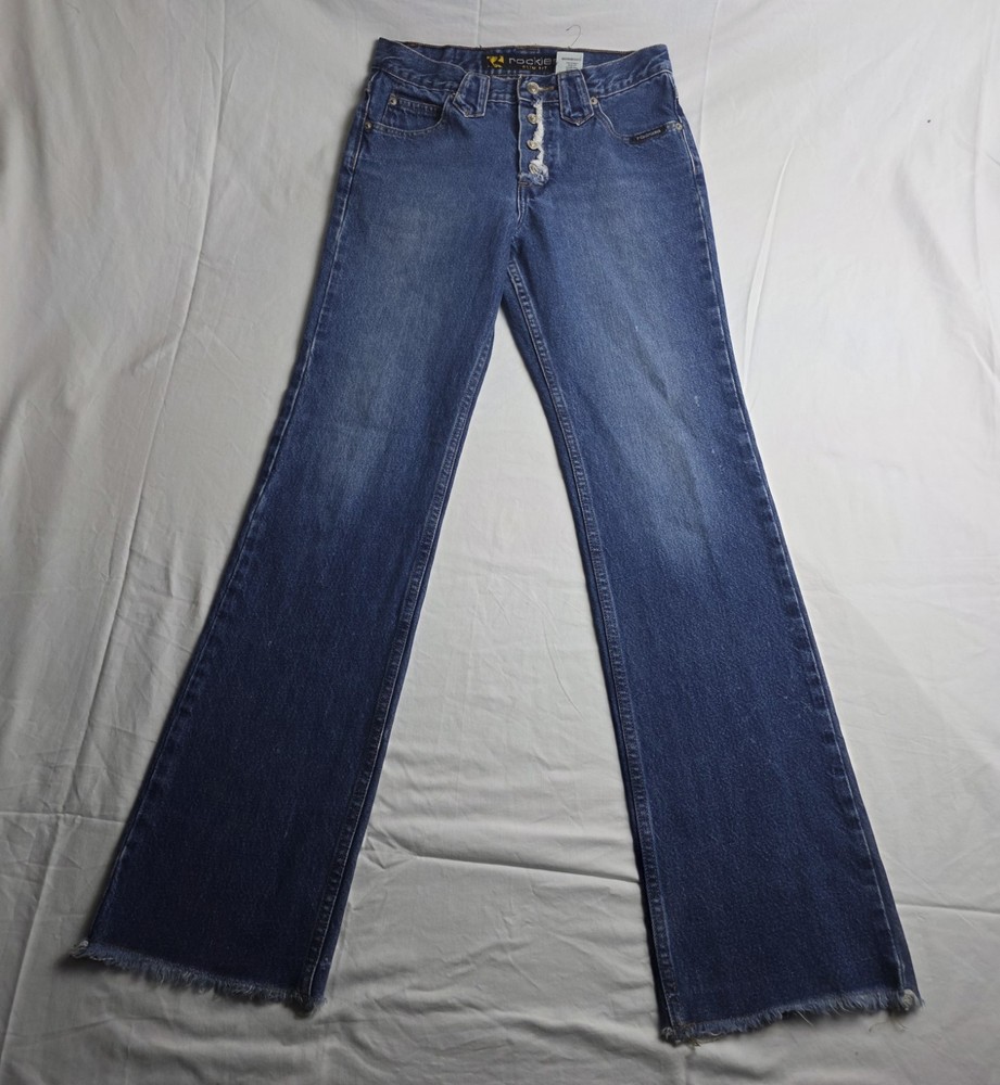 Vtg 90s Rockies Slim Fit Button Fly Western Jeans Raw Hem Women 27(29) Cowgirl