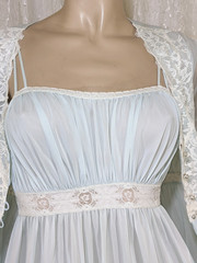 VTG Olga Stretch Full Sweep Lace Lingerie Nightgown Chiffon Peignoir Robe Set S