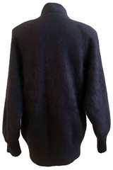Exclusively MISOOK M Cocoon Sweater Cardigan Black Fuzzy Angora Funnel Neck Warm