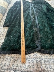 Vintage Brilliante by J.A. Emerald Green Beaded Lace Evening Jacket Sz 2X Formal