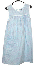 Women’s Blue Housedress Lounger Duster w Pocket Vintage sz L 19″x36.5″ NWOT