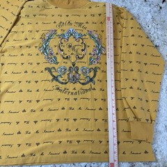 Vintage Bella Mia Mock Neck Top L Gold Baroque Graphic Crest 90s USA