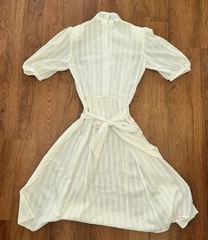 VTG 80s Gunne Sax Jessica San Francisco Ivory Lace High Neck Prairie Dress SMALL