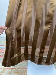 Brown Silk Net Striped Antique Victorian Walking Dress Edwardian 1900s AS IS