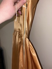 Vintage 1940s Fred Perlberg Dance Originals Golden Satin Evening Gown Peplum