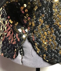 Vintage 1980s Rob Hill for Mister Jay Black Gold Sequin Batwing Blouse Top M