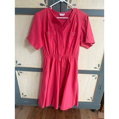 Vintage Impromptu Pink Short Sleeve Dress Elastic Waist 14P USA Cottagecore